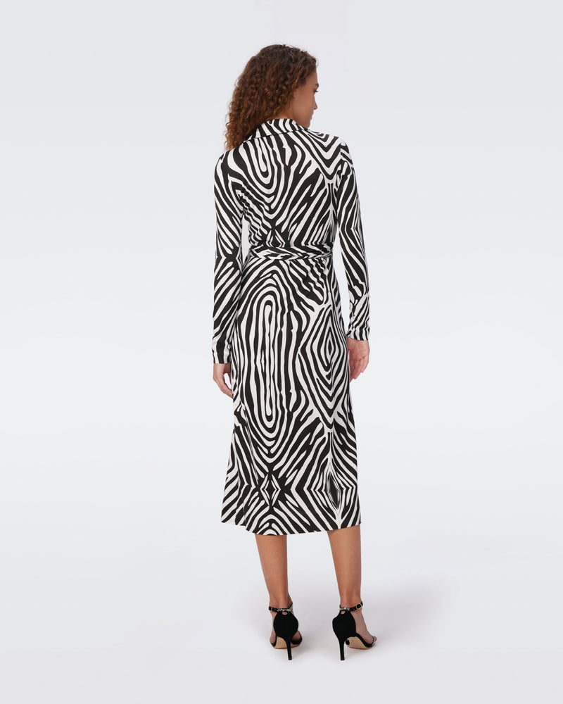 Abigail Silk Jersey Long Sleeve Midi Wrap Dress