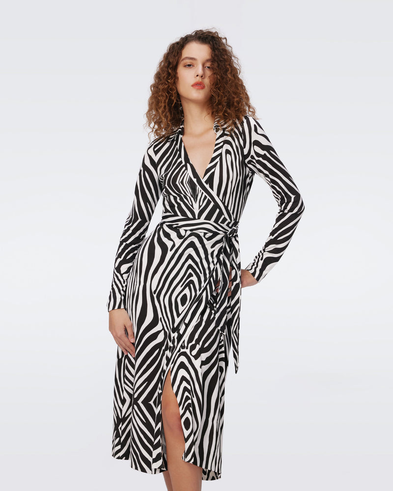 Abigail Silk Jersey Long Sleeve Midi Wrap Dress